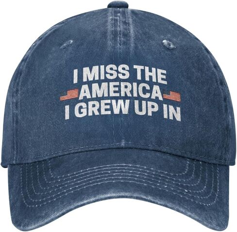 قبعة بيسبول للسيدات I Miss The America I Grew Up in Hat مع قبعات مصممة باللون الأزرق الداكن in Saudi Arabia