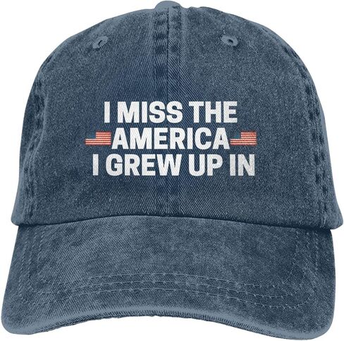 قبعة بيسبول للسيدات I Miss The America I Grew Up in Hat مع قبعات مصممة باللون الأزرق الداكن in Saudi Arabia