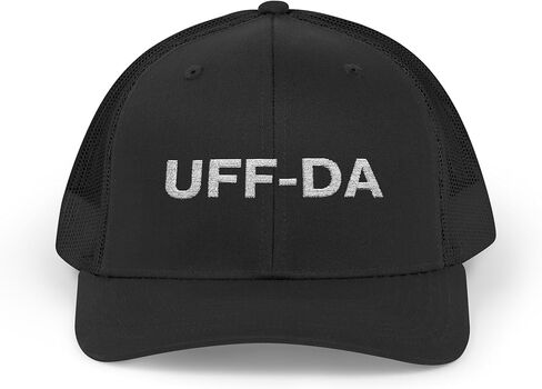 قبعة Snapback مطرزة من Uff-Da - قبعة سائق الشاحنة المضحكة في الغرب الأوسط مينيسوتا، قبعة بيسبول قابلة للتعديل، قبعة كلمات مضحكة in Saudi Arabia