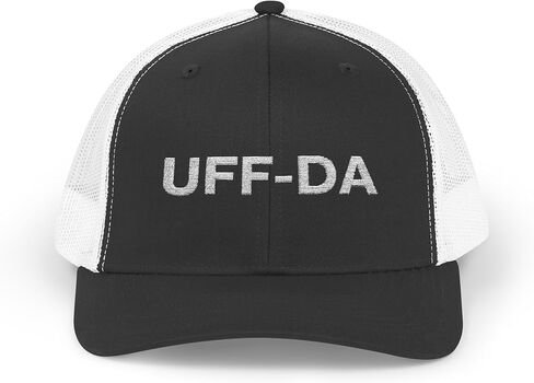 قبعة Snapback مطرزة من Uff-Da - قبعة سائق الشاحنة المضحكة في الغرب الأوسط مينيسوتا، قبعة بيسبول قابلة للتعديل، قبعة كلمات مضحكة in Kuwait