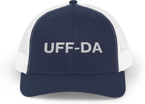 قبعة Snapback مطرزة من Uff-Da - قبعة سائق الشاحنة المضحكة في الغرب الأوسط مينيسوتا، قبعة بيسبول قابلة للتعديل، قبعة كلمات مضحكة in Kuwait