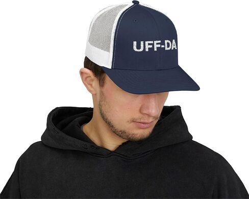 قبعة Snapback مطرزة من Uff-Da - قبعة سائق الشاحنة المضحكة في الغرب الأوسط مينيسوتا، قبعة بيسبول قابلة للتعديل، قبعة كلمات مضحكة in Kuwait