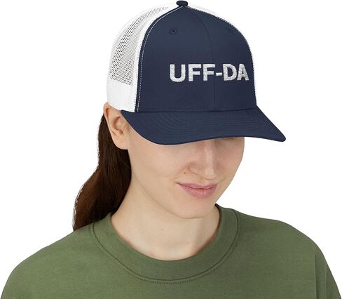 قبعة Snapback مطرزة من Uff-Da - قبعة سائق الشاحنة المضحكة في الغرب الأوسط مينيسوتا، قبعة بيسبول قابلة للتعديل، قبعة كلمات مضحكة in Kuwait