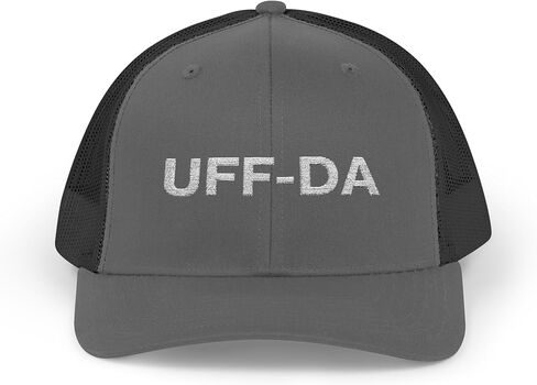 قبعة Snapback مطرزة من Uff-Da - قبعة سائق الشاحنة المضحكة في الغرب الأوسط مينيسوتا، قبعة بيسبول قابلة للتعديل، قبعة كلمات مضحكة in Kuwait