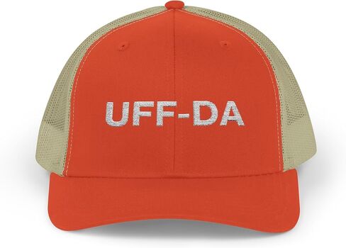 قبعة Snapback مطرزة من Uff-Da - قبعة سائق الشاحنة المضحكة في الغرب الأوسط مينيسوتا، قبعة بيسبول قابلة للتعديل، قبعة كلمات مضحكة in Kuwait
