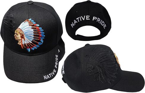 Trade Winds Native Pride Indian Chief Headdress Black Shadow Adjustable Embroidered Hat Cap Multicolor in Saudi Arabia