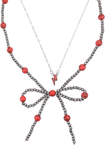 MECCANIXITY Stackable Turquoise Pearl Bow Necklace for Women with Turquoise Pendant for Western Boho Country Jewelry Accessories in Saudi Arabia