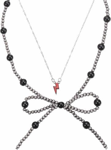 MECCANIXITY Stackable Turquoise Pearl Bow Necklace for Women with Turquoise Pendant for Western Boho Country Jewelry Accessories in Saudi Arabia