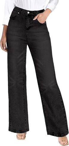 MARIASHA Wide Leg Jeans for Women Trendy Womens Straight Leg Jeans High Waisted Baggy Stretchy Loose Casual Denim Pants in Saudi Arabia