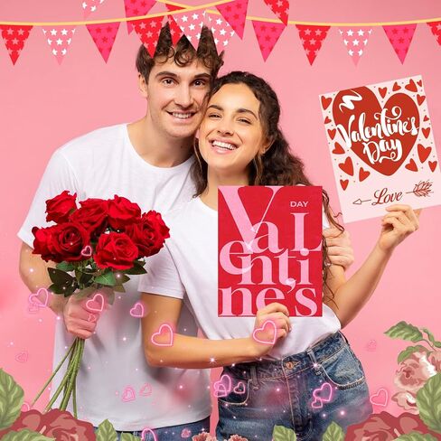 Colarr 16 Pcs Valentine Day Wall Art Prints Romantic Red Pink Love Heart Posters Decorative Sweet Art Poster for Valentines Wedding Anniversary Home Room Gallery Decor, 8 x 10 Inch, Unframed in Saudi Arabia