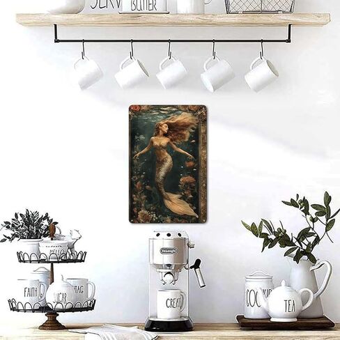 Mermaid Swims in Frame Rustic Aluminum Wall Art & Metal Tin Sign - 8x12in Vintage Indoor Outdoor Decor for Home, Office, Cafe, Yard & Garden，Farm in Saudi Arabia