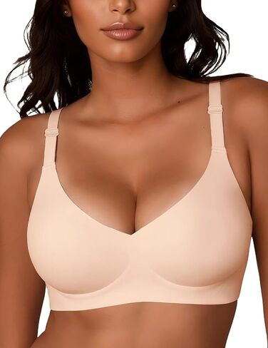 حمالات صدر حريرية للنساء بدون سلك تحتي برقبة على شكل حرف V للنساء، حمالة صدر ذات ملمس سحابي للاستخدام اليومي مع موسع in Kuwait