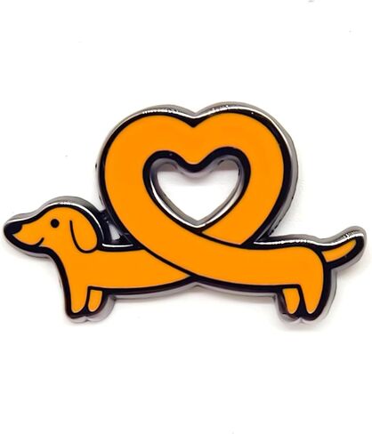 Cute Dachshund Pin with Heart Shape - Animal World Series - Enamel Lapel Pin - Plated Badge for Clothing, Bags, and Lanyards in Saudi Arabia