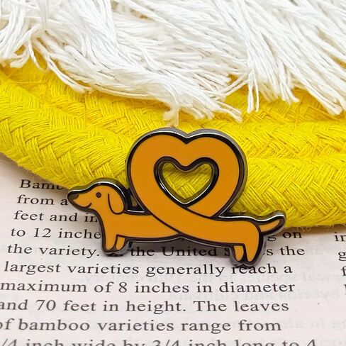 Cute Dachshund Pin with Heart Shape - Animal World Series - Enamel Lapel Pin - Plated Badge for Clothing, Bags, and Lanyards in Saudi Arabia
