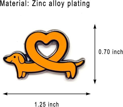Cute Dachshund Pin with Heart Shape - Animal World Series - Enamel Lapel Pin - Plated Badge for Clothing, Bags, and Lanyards in Saudi Arabia