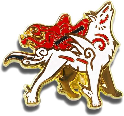 White Wolf Okami Amaterasu Japanese Mythology Sun Goddess Enamel Pin Novelty Brooch Buttons Jewelry for Jackets Jeans Backpack Cloth Lapel Bag Hat Gift for Anime Lovers Men Women in Saudi Arabia