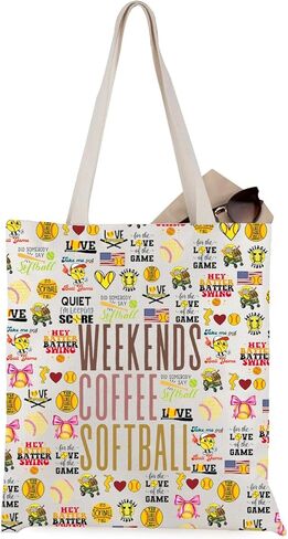 WCGXKO Weekends Coffee Softball Tote Bag Softball Party Favor Gift Sport Coach Appreciation Gift in Saudi Arabia