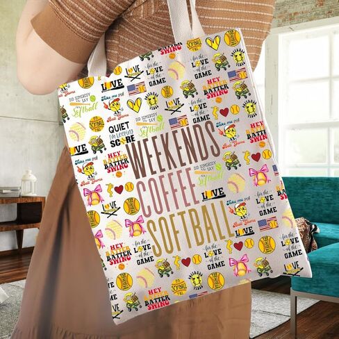 WCGXKO Weekends Coffee Softball Tote Bag Softball Party Favor Gift Sport Coach Appreciation Gift in Saudi Arabia