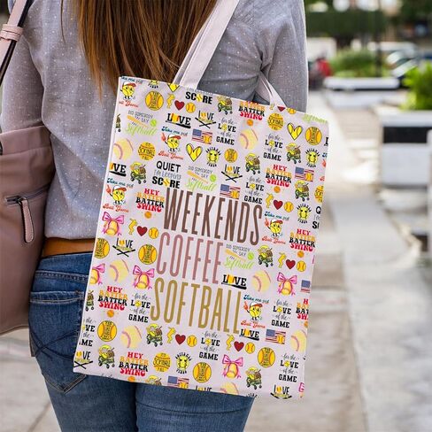 WCGXKO Weekends Coffee Softball Tote Bag Softball Party Favor Gift Sport Coach Appreciation Gift in Saudi Arabia