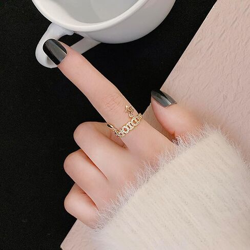 18K Gold-Plated Adjustable Ring Set, Elegant Pendant Design With Cubic Zircon, Trendy Women's Fashion Jewelry Collection, deal Gifts Choice in Saudi Arabia