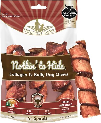 Fieldcrest Farms 6in Bully Mrunchers- All-Natural 100 ٪ Beef Belly Stick بديل ، مستساغة للغاية ، سهلة الهضم ، بدون إضافات ، مكون واحد مضغ طويل الأمد للكلاب- 6 PCs in Kuwait