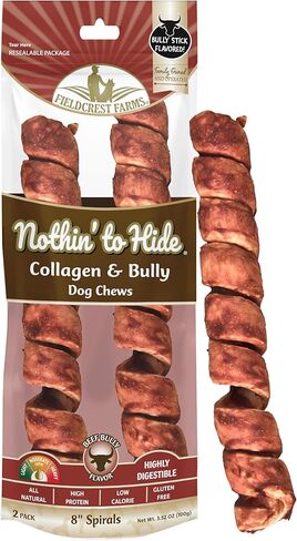 Fieldcrest Farms 6in Bully Mrunchers- All-Natural 100 ٪ Beef Belly Stick بديل ، مستساغة للغاية ، سهلة الهضم ، بدون إضافات ، مكون واحد مضغ طويل الأمد للكلاب- 6 PCs in Kuwait