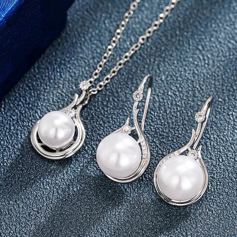 Aesthetic Water-drop Pendant Necklace Earrings with Imitation Pearl Elegant Jewelry Set for Women in Saudi Arabia