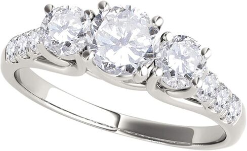 خواتم خطوبة للنساء من MauliJewels - خواتم وعد هالة ألماس مستديرة 0.50 قيراط من أجلها - خاتم خطوبة كلاسيكي جيد جدًا من الذهب الأبيض والأصفر والوردي عيار 14 قيراط in Kuwait
