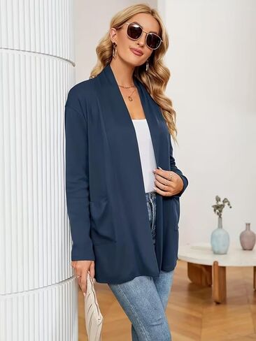 Long Sleeve Cardigan for Womens Lightweight and Relaxed Fit with Pockets Easy Layer for Office Travel and Weekend Wear in Saudi Arabia
