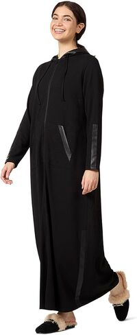 رداء MeMoi النسائي بسحاب كامل بغطاء للرأس مع زخرفة من الجلد النباتي in Kuwait