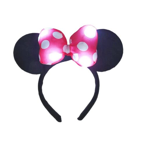 Light Up Mouse Headband Flashing Bow Polka Dot LED Party-Rave For Boy & Girl Cosplay Birthday Party, Party Favors (Rose Red 1) in Saudi Arabia