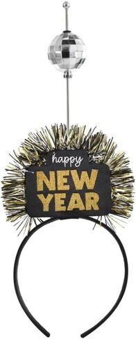 Amscan Festive Black, Silver & Gold NYE Ball Drop Headband (10" x 11") 1 Piece – Perfect New Year's Eve Party Accessory in Saudi Arabia
