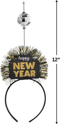 Amscan Festive Black, Silver & Gold NYE Ball Drop Headband (10" x 11") 1 Piece – Perfect New Year's Eve Party Accessory in Saudi Arabia