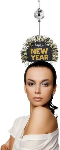 Amscan Festive Black, Silver & Gold NYE Ball Drop Headband (10" x 11") 1 Piece – Perfect New Year's Eve Party Accessory in Saudi Arabia
