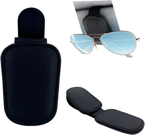 Leopard Car Visor Sunglasses Holder, Magnetic Leather Clip with Ticket Card Storage, Universal Fit for SUV/Truck/Car, Fashion Sun Visor Accessories Gift for Women in Saudi Arabia