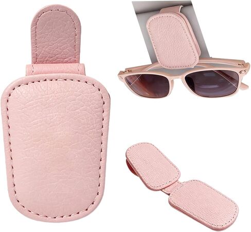 Leopard Car Visor Sunglasses Holder, Magnetic Leather Clip with Ticket Card Storage, Universal Fit for SUV/Truck/Car, Fashion Sun Visor Accessories Gift for Women in Saudi Arabia