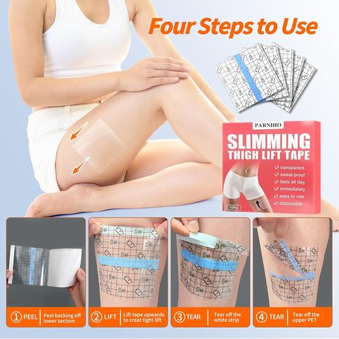 شريط رفع الفخذ للبشرة الرخوة، رقعة رفع فورية للساقين، شرائط لاصقة شفافة لرفع الجلد المترهل على الفور، شريط مقاوم للماء للجسم مقاوم للعرق للنساء in Kuwait