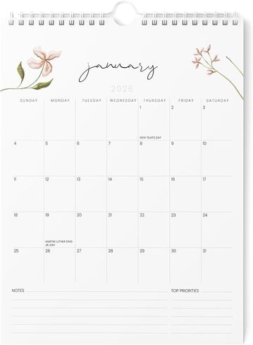 Karto Wall Calendar 2025 - Vertical 11x17 inch Runs Until June 2026 - Boost Your Productivity and Easy Planning with the Aesthetic Monthly Calendar - Flowers in Kuwait
