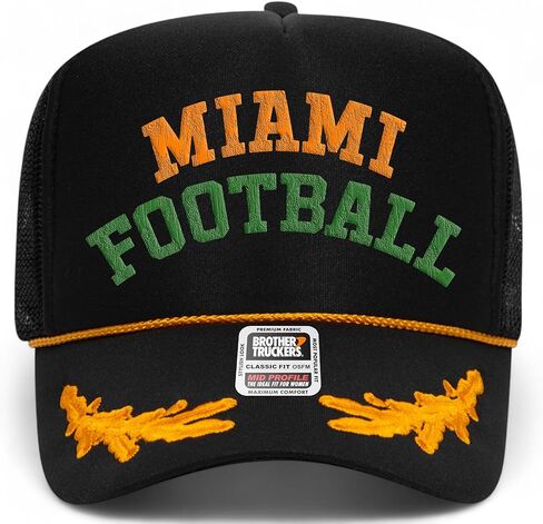 Miami Football Hat | Premium Vintage Trucker Hat with Adjustable Snapback for Men and Women in Saudi Arabia
