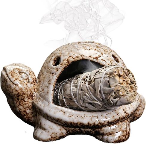 Turtle Palo Santo Holder Ceramic Palo Santo Burner Sage Holder for Burning,Sea Turtle Incense Holder for Wood Sticks Incense Cones and Sage,Incense Burner for Yoga Zen Meditation Altar Decor (A) in Saudi Arabia