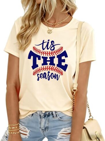 Baseball Shirt Women Baseball Mom Shirts Funny Game Day Shirt Casual Ball Short Sleeve Tee Top in Saudi Arabia