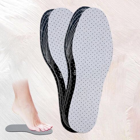 2 Pairs Unisex Breathable Cushioning Thin Shoe Insoles, Free Cutting Shoe Pads Inserts Double Layer Latex Foam Fit in Any Shoe(Black, White) in Saudi Arabia
