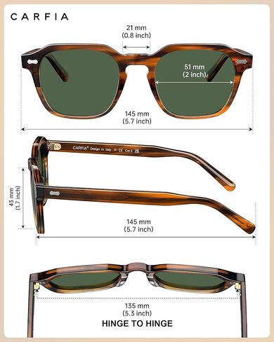 CARFIA Polarized Sunglasses for Men UV400 Protection, Retro Sun Glasses with Acetate Square Frame for Driving Fishing CA5405 in Saudi Arabia