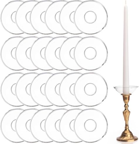 24 Pcs Candle Drip Protectors, Bobeches for Candlestick, Candle Wax Catcher, Candle Rings for Tapers, Ideal Choice for Home, Church, Wedding, Party in Saudi Arabia