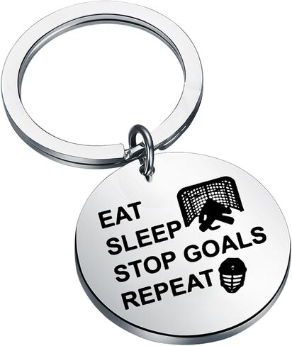 BEKECH Hockey Goalie Keychain Hockey Goalie Player Keychain Ice Hockey Jewelry Hockey Mom Gift Hockey Goalie Goaltender Gift in Saudi Arabia