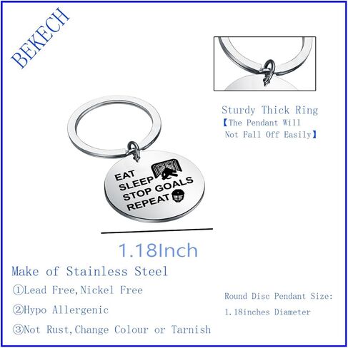 BEKECH Hockey Goalie Keychain Hockey Goalie Player Keychain Ice Hockey Jewelry Hockey Mom Gift Hockey Goalie Goaltender Gift in Saudi Arabia