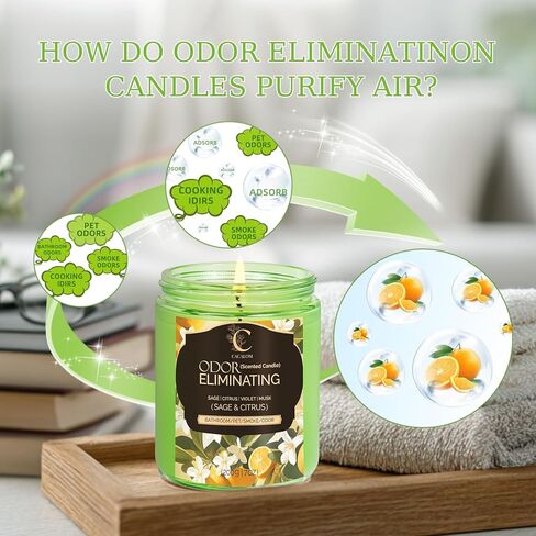 4 Pack Odor Eliminating Candles Set for Pet Smoke, Scented Candles for Home Decor Non Toxic Soy Wax Candle for Relaxing Stress Relief Women Men, 40 Hours Burning Time, House Warming Gifts for Host in Saudi Arabia