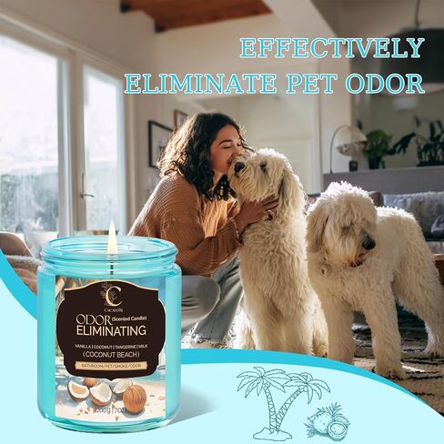 4 Pack Odor Eliminating Candles Set for Pet Smoke, Scented Candles for Home Decor Non Toxic Soy Wax Candle for Relaxing Stress Relief Women Men, 40 Hours Burning Time, House Warming Gifts for Host in Saudi Arabia