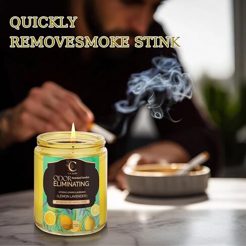 4 Pack Odor Eliminating Candles Set for Pet Smoke, Scented Candles for Home Decor Non Toxic Soy Wax Candle for Relaxing Stress Relief Women Men, 40 Hours Burning Time, House Warming Gifts for Host in Saudi Arabia