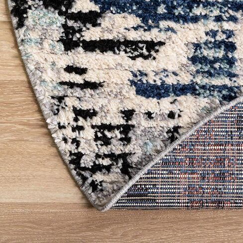 Rugs.com Tucson Collection Rug - سجادة منخفضة زرقاء مستديرة بطول 5 أقدام مثالية للمطابخ وغرف الطعام in Saudi Arabia